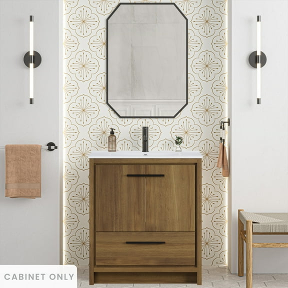 Virage 30" Freestanding Bathroom Vanity in Brown Oak without Sink Top