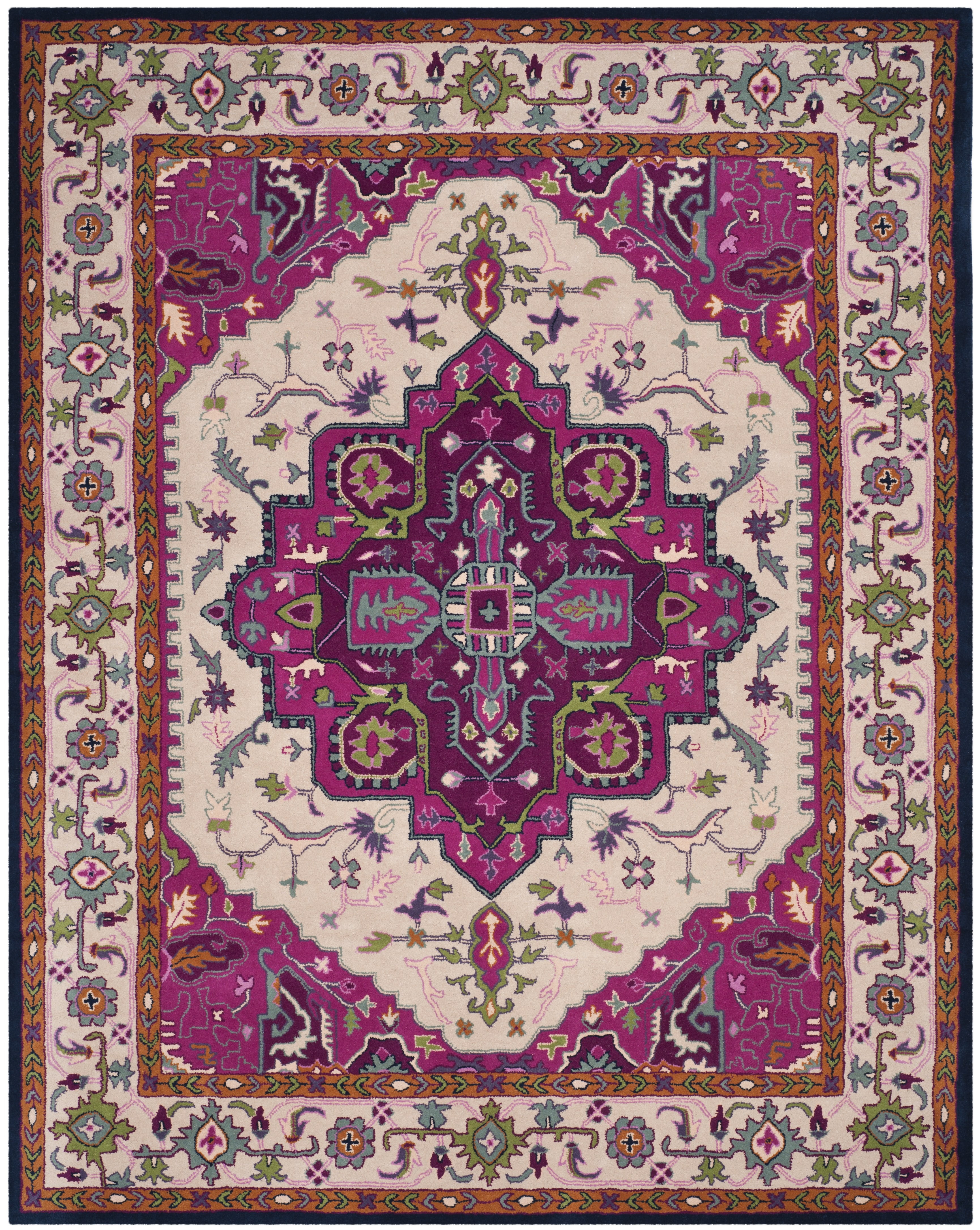 SAFAVIEH Bellagio Charlton Oriental Wool Area Rug, Ivory/Pink, 10' x 14'
