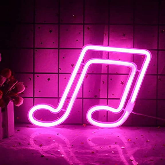 LINLIN LED Neon Night Light, Music Note Neon Sign USB/Battery Powered Wall Decorative Night Light for Bedroom Kids Gifts Party Decoration
