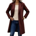 thumbnail image 7 of aohooy Long Wool Coats for Women Trendy Notched Lapel Collar Knee Length Peacoat Single Breasted Plus Size Long Sleeve Trench Coat Wine,XL, 7 of 7
