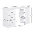 thumbnail image 2 of CoSoTower 47 Inches Home Office Desk with 3-Tier Storage Shelves, Computer Desk with Drawers, Study Writing Table, White, 2 of 7