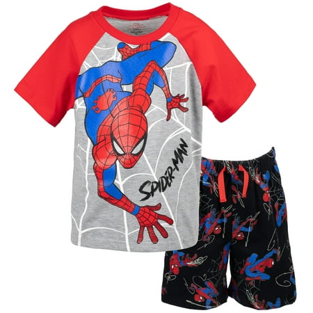 

Marvel Spider-Man Toddler Boys Graphic T-Shirt and Shorts Outfit Set Black / Grey 3T