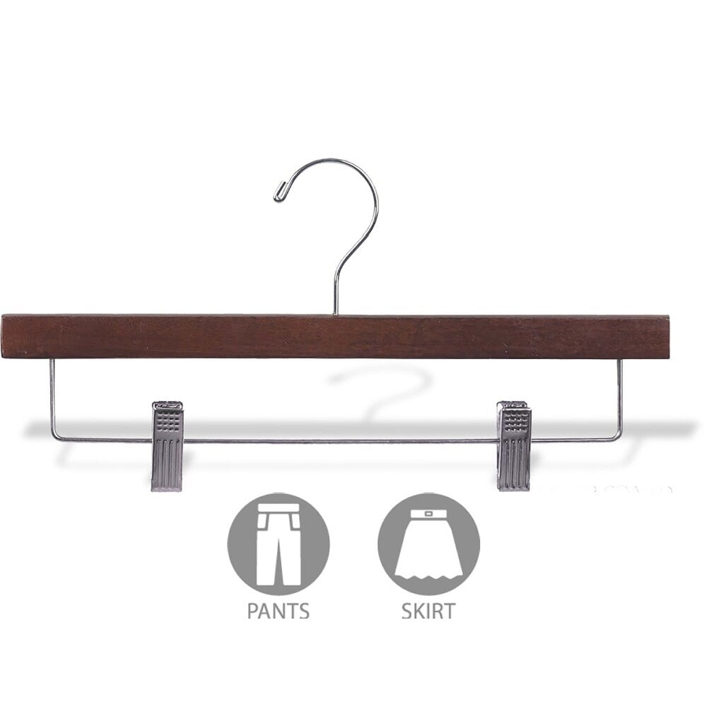INTERNATIONAL HANGER Rubber Coated Walnut Wood Pant Hanger, 25 Pack