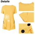 thumbnail image 6 of Askfv Dandelion Print Tunics for Women, Casual Short Sleeve Flowy Irregular Hem Tops Plus Size Summer Button Shirts Tees Tops, 6 of 10