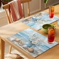 thumbnail image 4 of Coastal Flowers Placemats Set of 8 Blue Ocean Starfish Shell Beach Scenery Place Mats Indoor Wipeable Table Mats Washable Cloth Dining Table Placemats for Kitchen Holiday Party Home Decor 13x19 Inch, 4 of 9