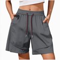 thumbnail image 2 of KPOPLK Women's 5"/ 7" Athletic Running Shorts Drawstring Quick Dry Lightweight Workout Gym Shorts with Pockets UPF 50+ Size L,Dark Gray, 2 of 6
