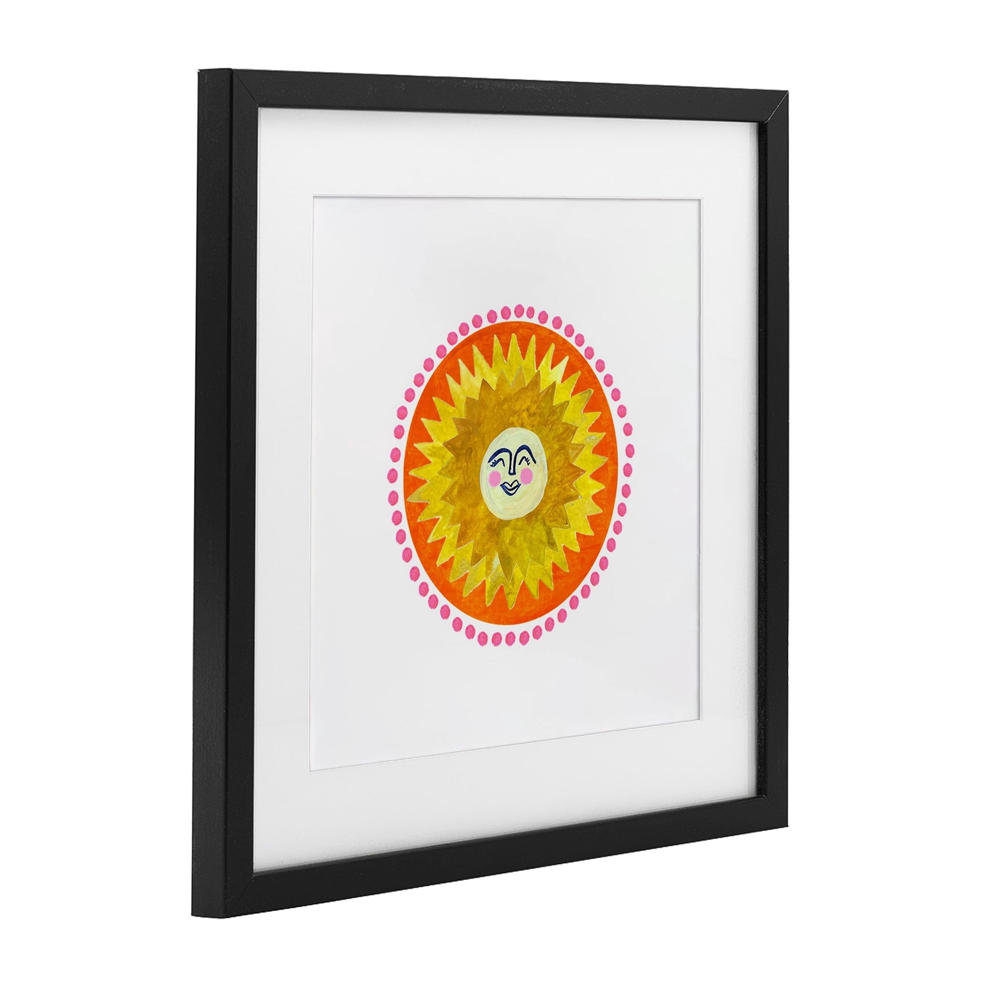 Stupell Industries Yellow & Orange Smiling Sun Black Framed Print Under Glass, design by Katherine Herrell Studio
