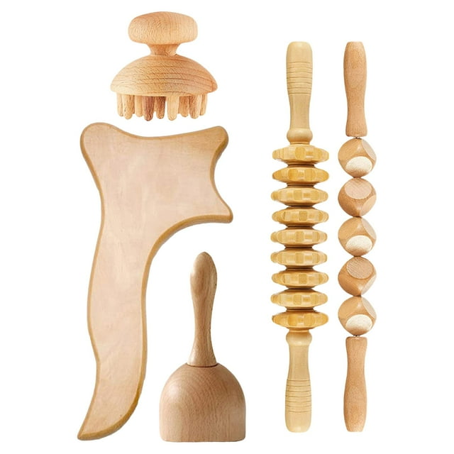 5 de ador de Rodillo ador de Tablero ano Manual pa drenaje linfático, Palo de rodillo muscur Sunnimix Masajeador de madera
