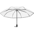thumbnail image 1 of Veeki Clear Automatic Foldable Umbrella, Black Edging Transparent Auto Open Close Umbrella Portable 8 Ribs 3 Folding Windproof and Rainproof Umbrella for Outdoor-51502, 1 of 5