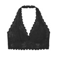 thumbnail image 4 of Iugvhana Women's Lace Halter Bras V-Neck Side Closure Push Up Bra Backless Elegant Scalloped Trim Party Date Night Bras Daily Bra Black S, 4 of 6