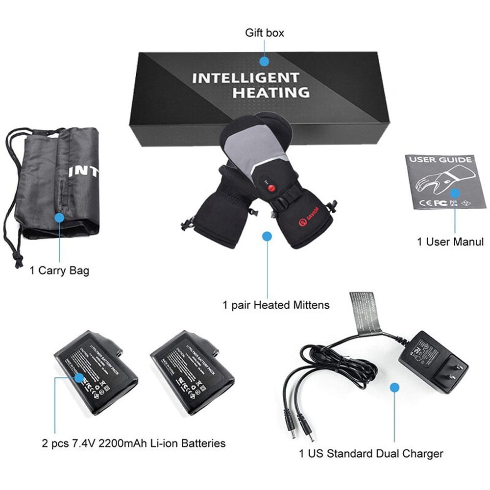 Savior Heat Rechargeable Heated Ski Gloves For Men Women Electric Winter Mittens with Reflective Strips