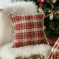 Rosnek 2 Pack Christmas Snowflake Plaid Pillow Cover Scottish Tartan Checks Cushion Cover Decorative Throw Pillow Case, 18''x 18''