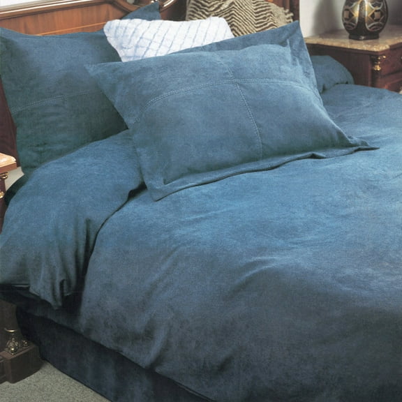 LCM Home Fashions Oversized Microsuede Saddle 3-piece Duvet Cover Set Blue Queen 3 Piece