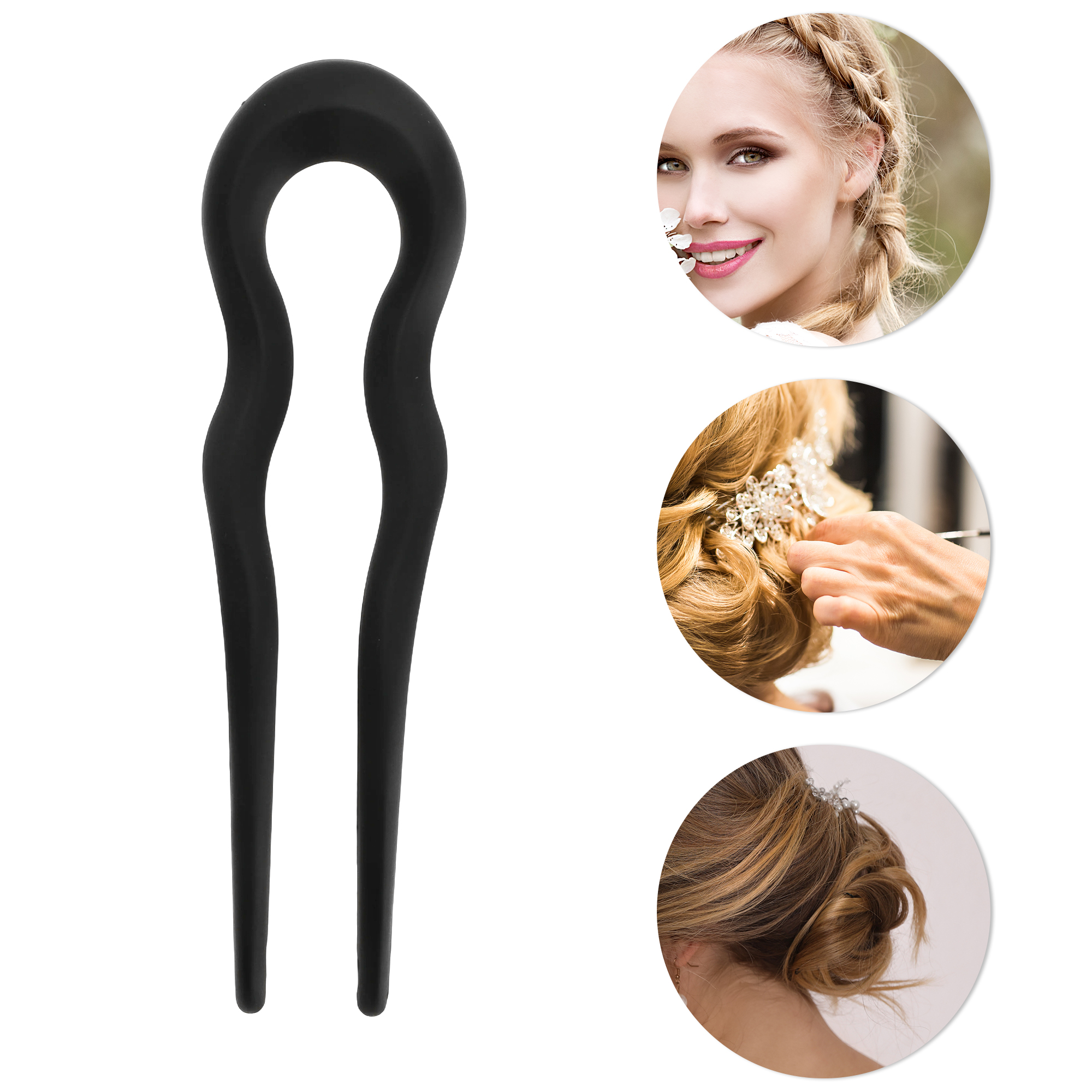 Unique Bargains U-shaped Hair Pin 5.04"x1.38" 1 Pc Black