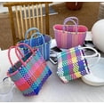 thumbnail image 5 of Handwoven Tote Bag for Women Straw Hobo Purse PVC Summer Beach Bag Rattan Woven Cute Shopping Handbag Color Block, 5 of 9