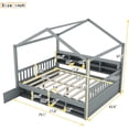 thumbnail image 2 of Full Size House Bed, Montessori Bed with Storage Shelves and a Mini-Cabinet, Wooden Full Bed Frame for Girls, Boys, Teens (Gray, Full), 2 of 7