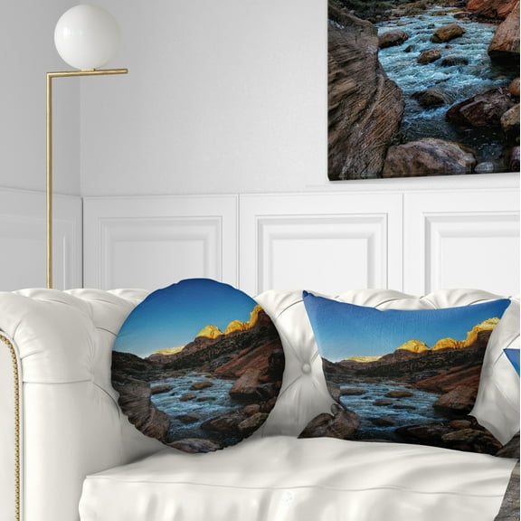 Designart Rapid Virgin River - Landscape Photography Throw Pillow - 12x20
