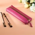 thumbnail image 2 of Genuine leather pen case, Cowhide pencil pouch with zipper, Soft black pen bag for adults., 2 of 7