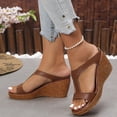thumbnail image 5 of LIJCC Women Wedge Sandals with Arch Support Casual Hollow Out Retro Leather Ankle Strap Open Toe Dressy Casual Comfortable Summer Beach Platform Work Sandals, 5 of 8