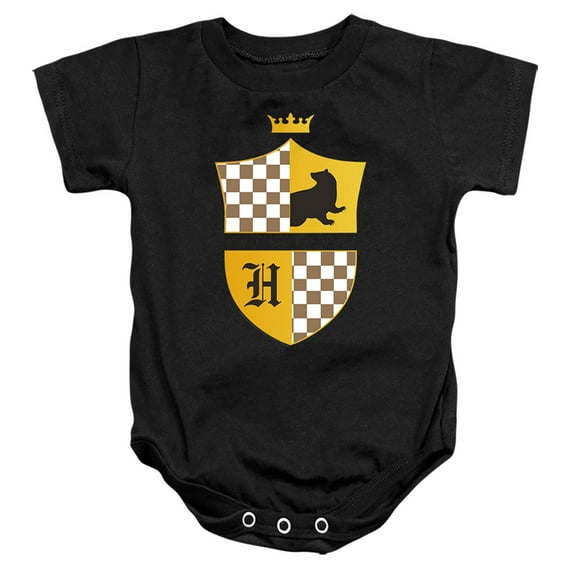 Harry Potter Hufflepuff Checkered Shield Crest Unisex Infant Snap Suit for Baby (18 Months) Black