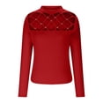 thumbnail image 5 of GigrtiJin Womens Fall Hollow out Top Long Sleeved Casual Mock Neck Pullover Blouse Ladies Solid Color Slim Shirts, 5 of 5