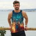 thumbnail image 6 of Fotbe Celestial Stag Cosmic Glow Pattern Men's Quick Dry Workout Tank Top Gym Muscle Tee Fitness Bodybuilding Sleeveless T Shirt Breathable Workout Shirt-4X-Large, 6 of 9