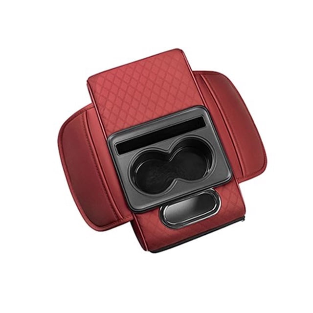 Reposabrazos para coche, organizador 5 en 1 con portavasos y ranura para teléfono, organizador multifuncional de piel sintética, accesorio universal para vehículos.