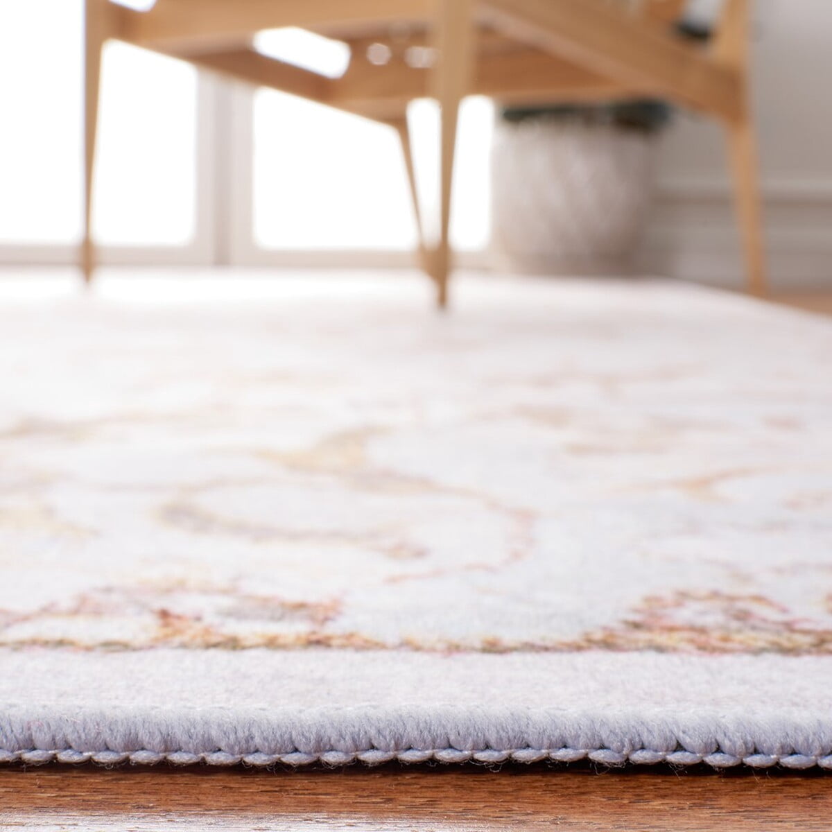 SAFAVIEH Tucson Rosario Traditional Machine Washable Area Rug, 4' x 4' Square, Beige/Grey