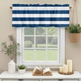 thumbnail image 3 of Classical Stripe Window Valance Curtain Navy Blue Rod Pocket Short Curtain for Living Room, Bedroom & Kitchen Window Decor 60x18in, 3 of 8