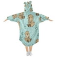 thumbnail image 2 of Wearable Blanket with Sleeves and Pocket Oversized Hooded Sweatshirt 3-14 YR Cute Otter Pattern S, 2 of 7