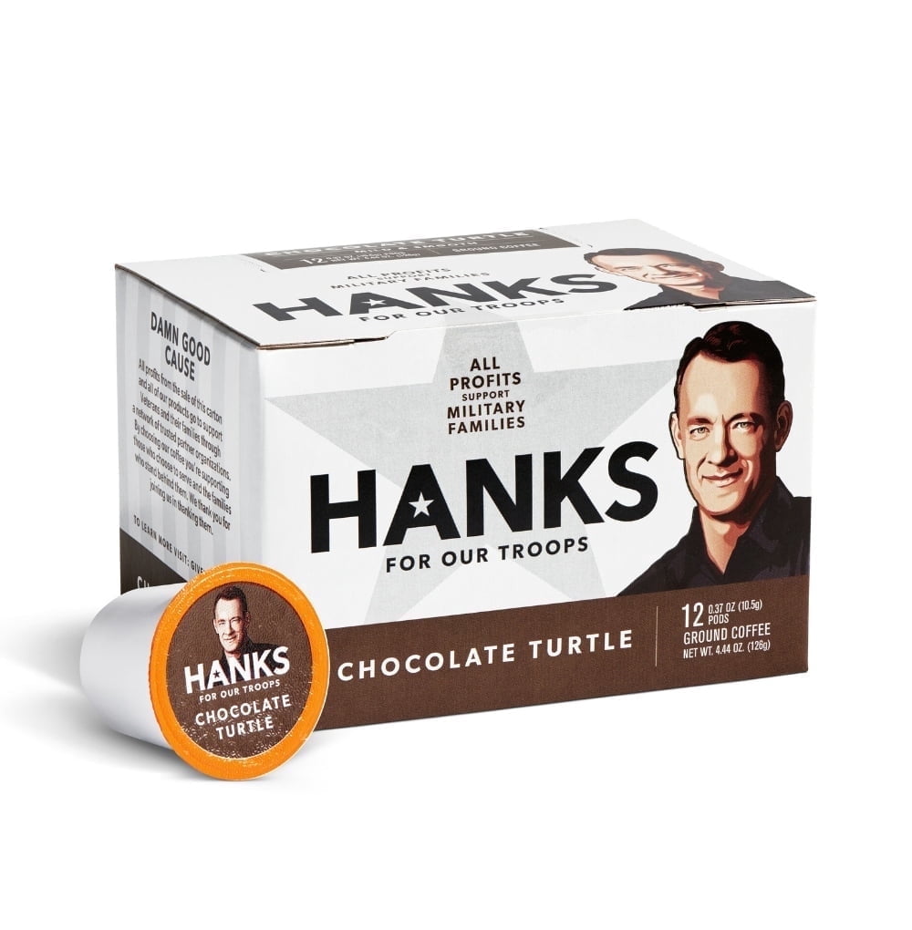 (6 pack) Hanks for Our Troops Chocolate Turtle Coffee Pods, Supports Military Families, 12 Count