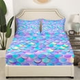 thumbnail image 3 of Erosebridal Mermaid Princess Bed Sheets Set Full Size, Scale Print Bed Sheets Full, Cartoon Decor 4 Pieces, 3 of 7