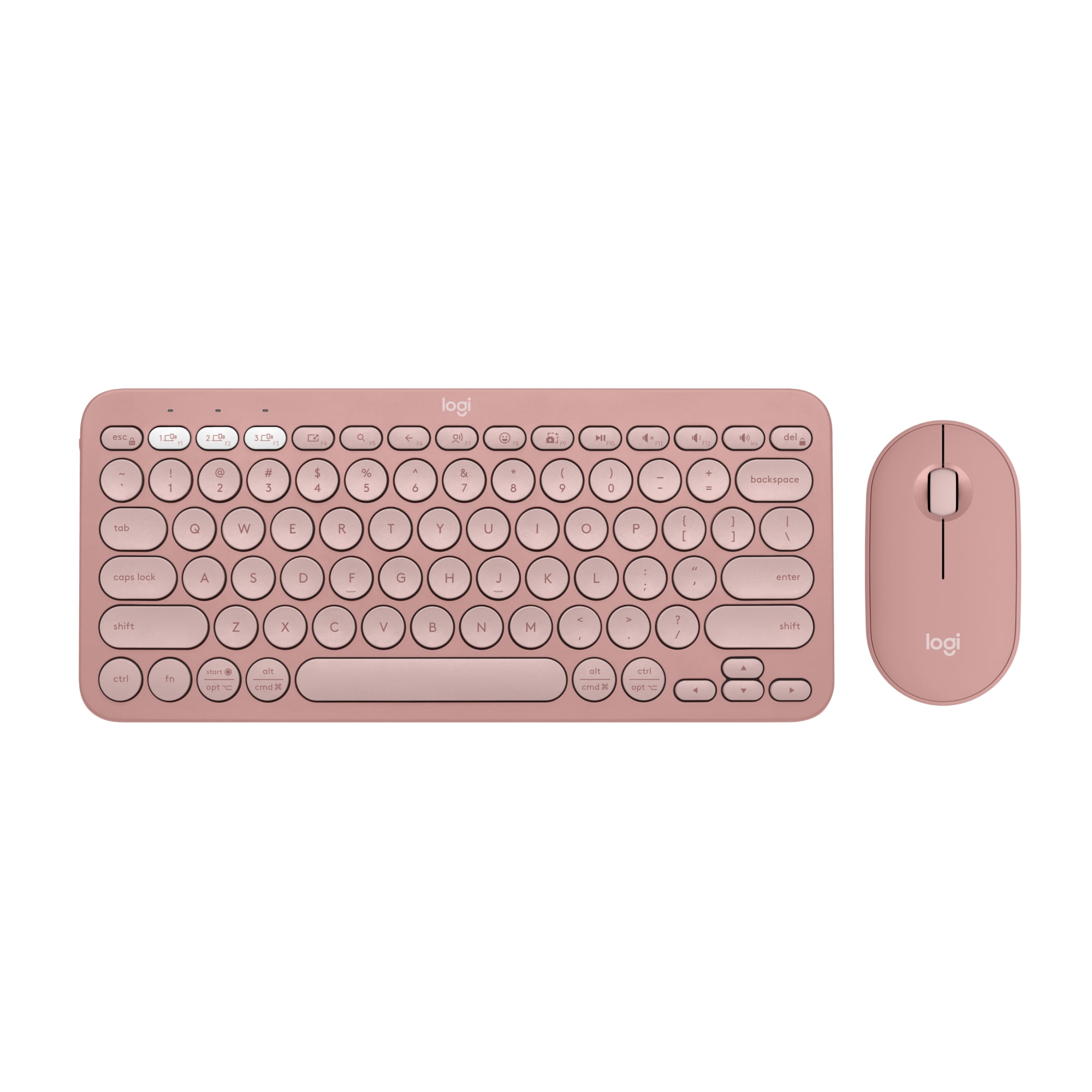 Logitech Pebble 2 Combo, Wireless Keyboard and Mouse, Quiet and Portable, Customizable, Logi Bolt, Bluetooth, Tonal Rose