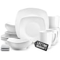 thumbnail image 1 of Zulay Kitchen Luna Plates and Bowls Sets, 16 Piece Modern Porcelain Dish Set for 4, Chip and Scratch Resistant Square Dinnerware Set, Microwave and Dishwasher Safe, Pearl White, 1 of 7