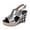 Silver, variant on Wedge Sandals for Women Dressy Open Toe Ankle Strap Buckle Platform Pumps Comfortable Summer Houndstooth Dressy Shoes Silver Size 7.5