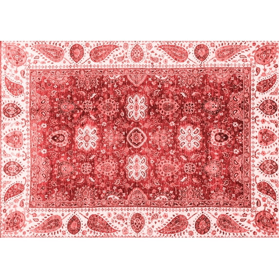 Ahgly Company Machine Washable Indoor Rectangle Oriental Red Traditional Area Rugs, 5' x 7'