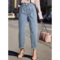 thumbnail image 3 of Pantalones vaqueros elegantes de cintura alta holgados para novio para mujer, 3 of 7