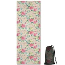 Pioneer Flower Floral Print Pattern Hot Yoga Mat Towel Non Slip for Hot Yoga - Quick-Drying Yoga Mat Cover with 4 Corner Pockets with Travel Bag - Hot Yoga Towel Non Slip 70"x26"