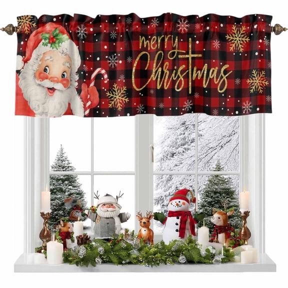 Valances for Windows Merry Christmas Leaf Rod Pocket Cafe Window Treatments Valance Curtains for Kitchen Bathroom Laundry Basement Windows 60"x18"