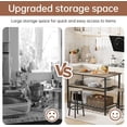 thumbnail image 5 of Island Table with Seating and Storage, Stationary Kitchen Storage Islands with 3 Shelves, Wooden Counter Height Table Top with 2-Piece Chairs, Bar Table Set for Small Space，Grey, 5 of 15