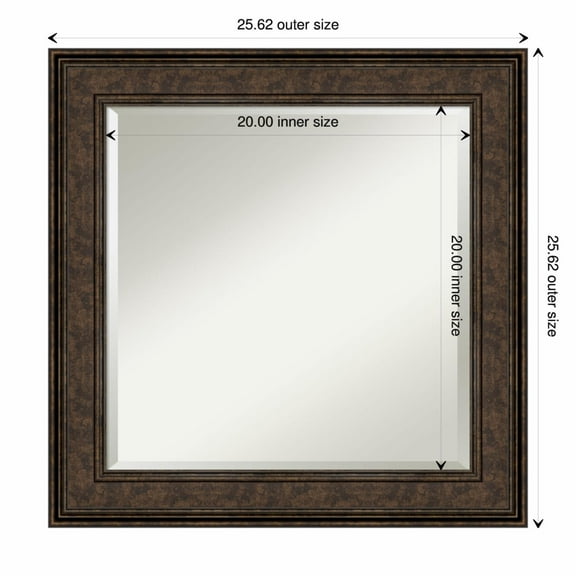Amanti Art Ridge Bronze Beveled Wood Wall Mirror 25.75 x 25.75 in.