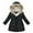 Black, variant on Godderr Toddler Kids Girls Winter Jacket Kids Hooded with Warm Fleece Fur Lining Solid Color Outwear Snowsuit 3-10 Years