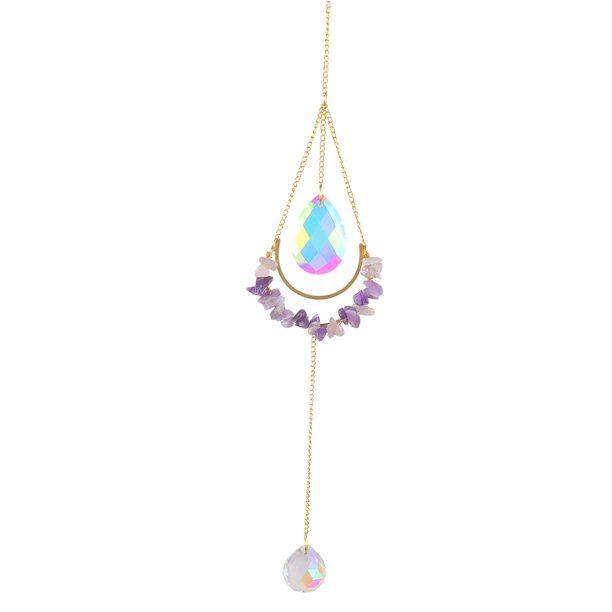 Geometría Crystal Windchime Decoraciones Bo de cristal Colgante regalo facetado para ventana Casa Boda Coche - púrpura Sunnimix Crystal windchime