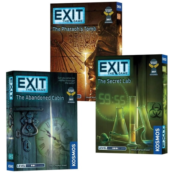 EXIT: The Game 3-Pack Escape Room Bundle: Abandoned Cabin, Pharaoh's Tomb, Secret Lab Family Games