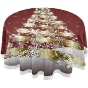 SKYSONIC 60" Christmas Tree Pattern Round Table Cloth, Spill Proof Wrinkle-Free Oil-Proof Waterproof Microfiber Tablecloth for Kitchen Dinning Room Party Home Picnic, Diameter Table Cover