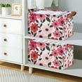 thumbnail image 2 of Yayeee Foldable Storage Basket for Shelves with Handles Waterproof Cloth Bins, Pink and Red Flowers, 2 of 7