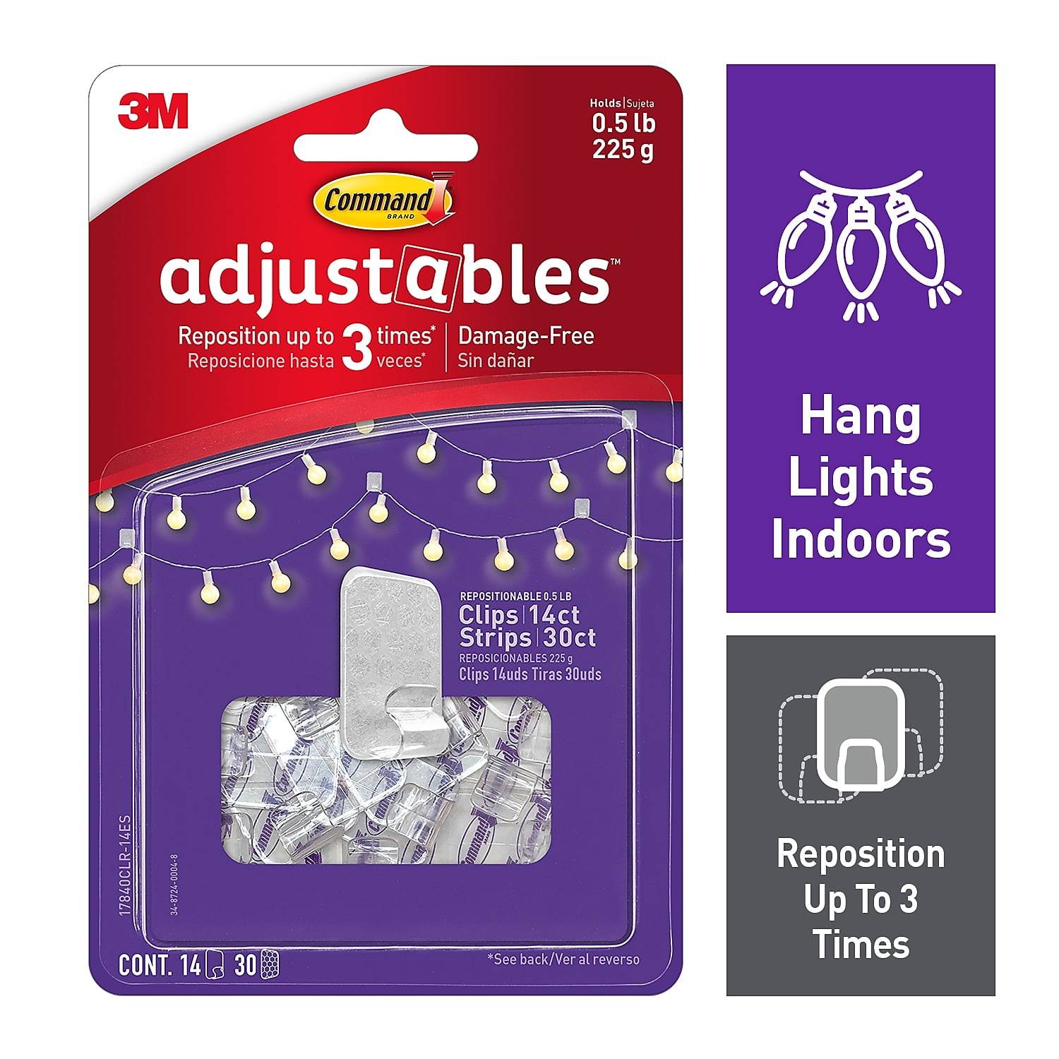 Decorate Damage-Free and Adjustables Repositionable Clips Command Picture Hanging Strips