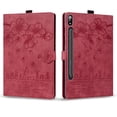 thumbnail image 2 of FJLBDE Case for Samsung Galaxy Tab S11 Ultra 14.6 inch 2025 with Stand, Card Slot, Embossed Flower PU Leather Folio Magnetic Cover with Pen Holder, Red, 2 of 7