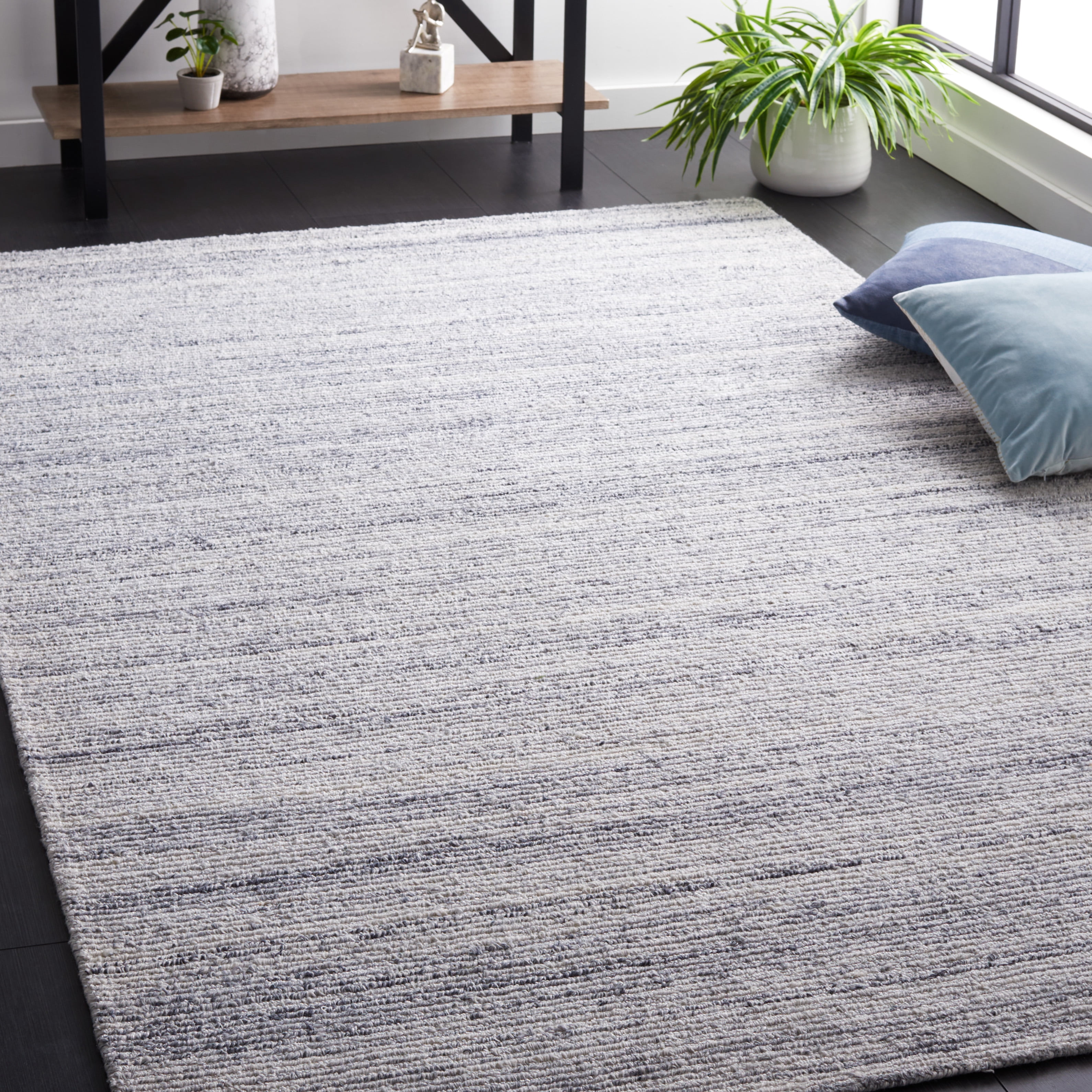 SAFAVIEH Mirage Lecia Striped Polyester Area Rug, Blue/Ivory, 5' x 8'
