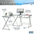 thumbnail image 3 of Techni Mobili L-Shaped Tempered Glass Top Computer Desk with Adjustable Pull Out Keyboard ,Clear RTA-3802-GLS, 3 of 7